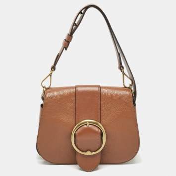 Pre Owned Polo Ralph Lauren Brown Leather Shoulder Bags