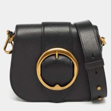 Pre Owned Polo Ralph Lauren Black Leather Lennox Shoulder Bag