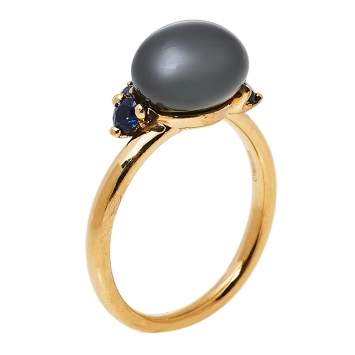 Pre Owned Pomellato Capri Ceramic Blue Sapphire 18K Rose Gold Ring Size 55