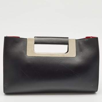 Pre Owned Porsche Design Black Leather Oversized Frame Clutch