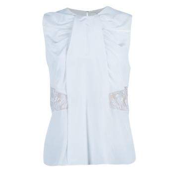 Pre Owned Prabal Gurung White Sleeveless Lace Insert Top M