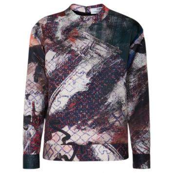 Pre Owned Prabal Gurung Printed Satin Sweatshirt M
