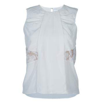 Pre Owned Prabal Gurung White Lace Insert Sleeveless Top S