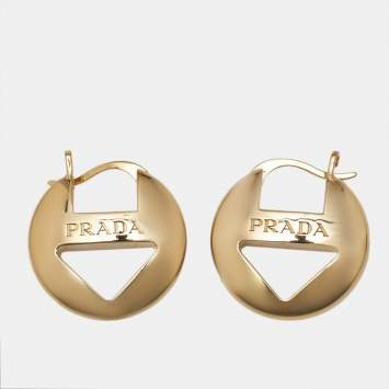 Pre Owned Prada Gold Tone Earrings