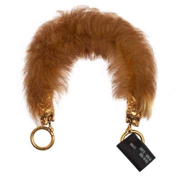 Pre Owned Prada Brown Fur Tiger Head Bag Strap