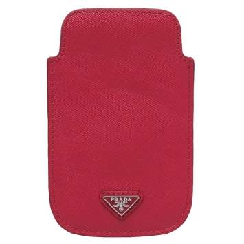 Pre Owned Prada Pink Saffiano Lux Leather iPhone Case 