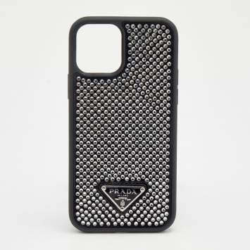 مملوكة مسبقًا Prada Black Crystal Embellished Suede iPhone 12 And 12 Pro cover
