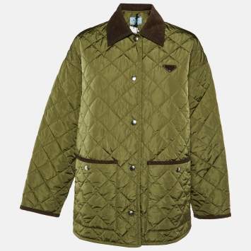 Pre Owned Prada Military Green Re-Nylon Quilted Light Jacket S