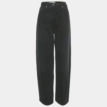 Pre Owned Prada Black Denim Barrel Leg Jeans S/Waist 30"