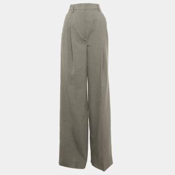مملوكة مسبقًا Prada Grey Wool Wide Leg Trousers XS