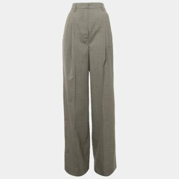 Pre Owned Prada Grey Wool Pleated Formal Trousers XS