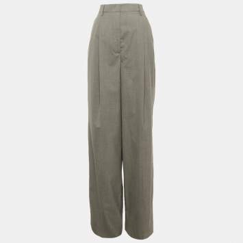 Pre Owned Prada Grey Wool Pleated Trousers S