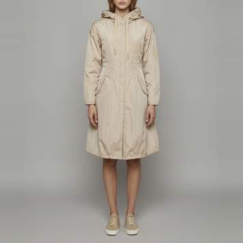 Pre Owned Prada Beige Nylon Zip Up Smocking Detail Raincoat M 