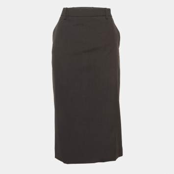 Pre Owned Prada Grey Mohair Pencil Skirt S