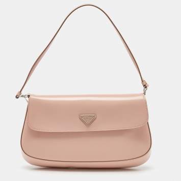 Prada Light Pink Leather Cleo Flap Shoulder Bag