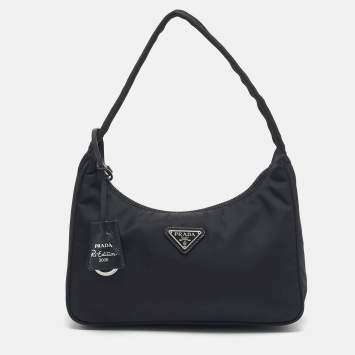 Pre Owned Prada Black Nylon Mini Re-Edition 2000 Baguette Bag