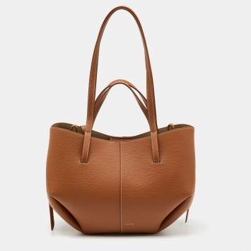 Polène Brown Leather Mini Cyme Hobo