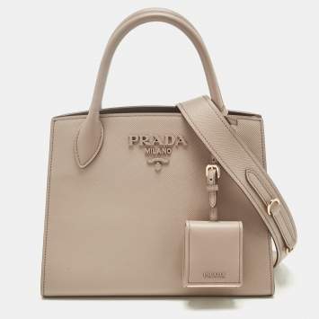 Pre Owned Prada Dusty Pink Saffiano Cuir Leather Small Monochrome Tote