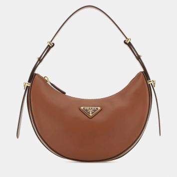 Pre Owned Prada Arque Small Cognac Calfskin Leather Shoulder Bag