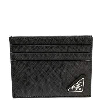 Pre Owned Prada Black Leather Card Holder