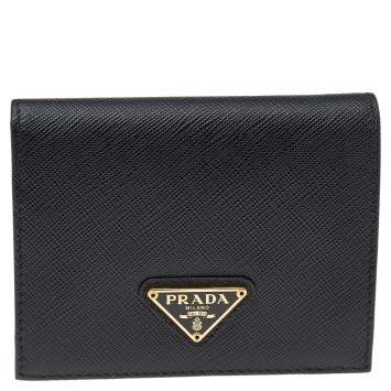 Pre Owned Prada Black Saffiano Leather Bifold Wallet