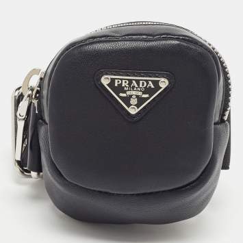 Pre Owned Prada Black Leather Zipped Arm Pouch
