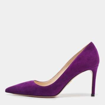 Pre Owned Prada Purple Suede Pointed Toe Pumps Size 37