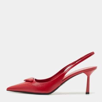 Prada Red Patent Leather Slingback Pumps Size 39.5
