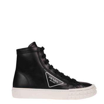 Pre Owned Prada Black Leather High top Sneakers Size EU 37.5