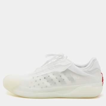 Pre Owned Prada x Adidas White/Grey PVC Lace Up Sneakers Size 41 1/3