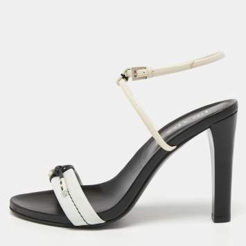 Pre Owned Prada Tricolor Patent and Leather Ankle Strap Sandals Size 38