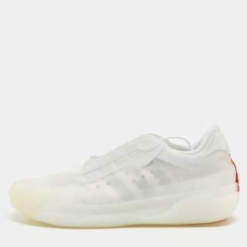 Pre Owned Prada x Adidas White Mesh and Lace Up Sneakers Size 37.5
