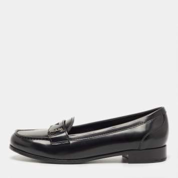 Prada Black Leather Slip On Loafers Size 36.5