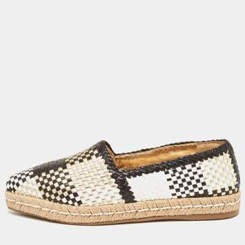 Pre Owned Prada Multicolor Woven Leather Espadrille Flats Size 36