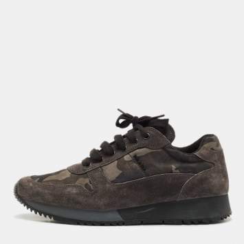 Prada Sport Black/Navy Blue Patent Leather And Nylon Low Top