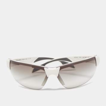 Pre Owned Prada Sport White Gradient SPS03P Shield Sunglasses
