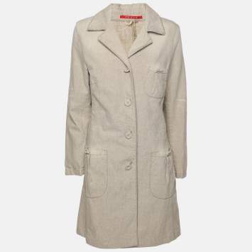 Pre Owned Prada Sport Beige Cotton Linen Coat M