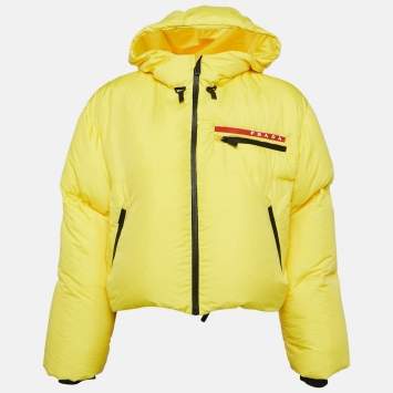Pre Owned Prada Sports Yellow Technical Synthetic Puffer Down Jacket M