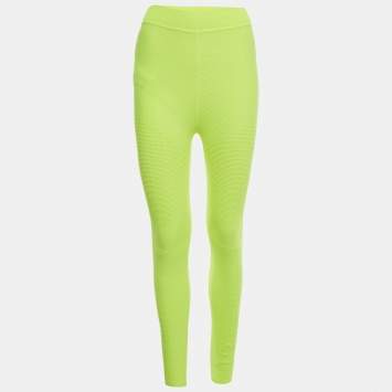 Prada Sport Neon Green Textured Jersey Leggings S/M 