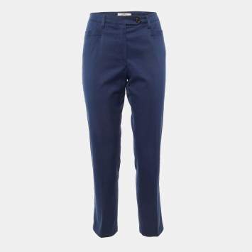 مملوكة مسبقًا Prada Sport Navy Blue Cotton Regular Fit Trousers M