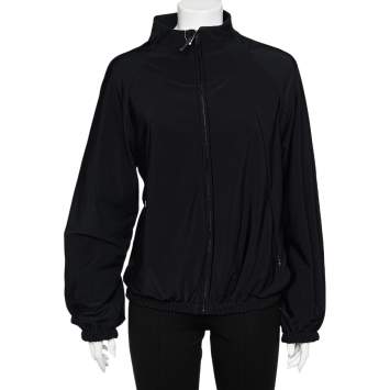 Pre Owned Prada Black Jersey Knit Zip Front Jacket XL