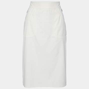 Pre Owned Prada Sport Off-White Nylon Pencil Skirt M
