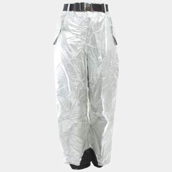 Pre Owned Prada Sport Silver Nylon Belted Ski Pants M