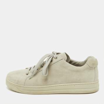 Pre Owned Prada Sport Light Grey Suede Low Top Sneakers Size 38