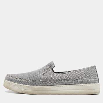 Pre Owned Prada Sport Silver Nylon Slip On Sneakers Size 39