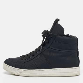 Pre Owned Prada Sport Navy Blue Canvas High Top Sneakers Size 39