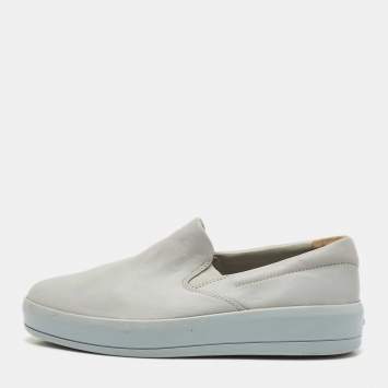 Pre Owned Prada Sport Grey Leather Slip On Sneakers Size 36.5