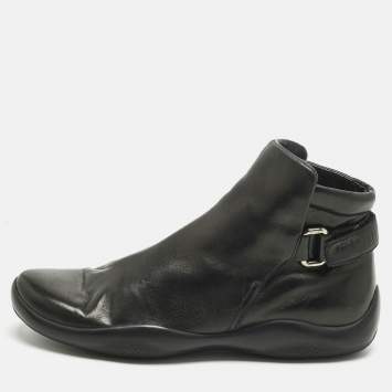 مملوكة مسبقًا Prada Sport Black Leather High Top Sneakers Size 37