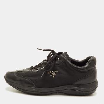 مملوكة مسبقًا Prada Sport Size 39 Black Leather and Nylon Low Top Sneakers
