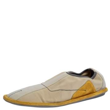 مملوكة مسبقًا Prada Sport Grey/Yellow Mesh And Leather Slip On Sneakers Size 39